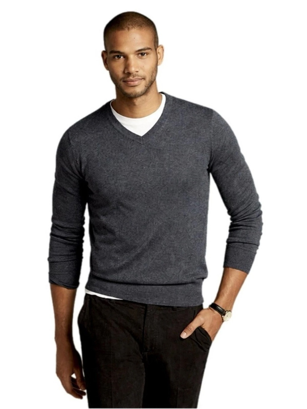 Banana Republic Premium Luxe Yarn Cashmere Silk Blend Grey Pullover size Medium